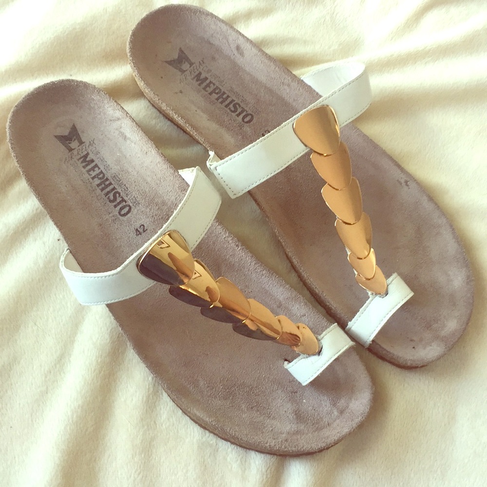 Mephisto White and Gold Sandals size 42